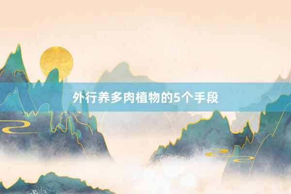 外行养多肉植物的5个手段