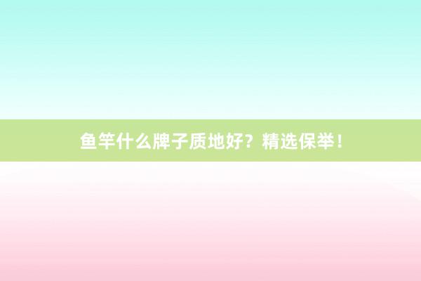 鱼竿什么牌子质地好？精选保举！